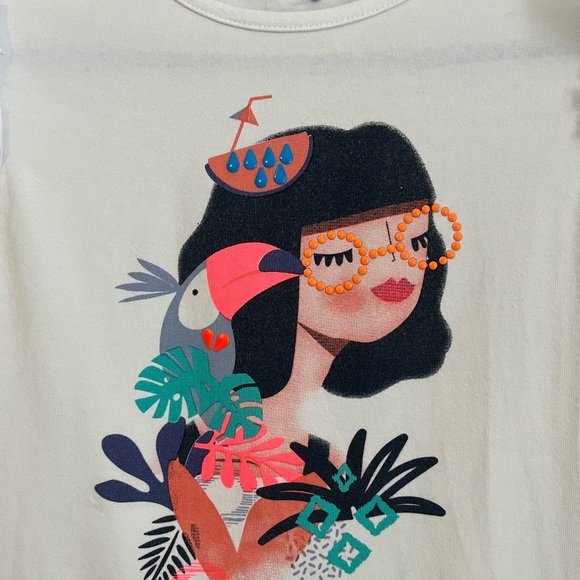 Deux par Deux Girls Graphic Ruffle Sleeve Tee | Organic Cotton | Size 8 - Picture 2 of 5